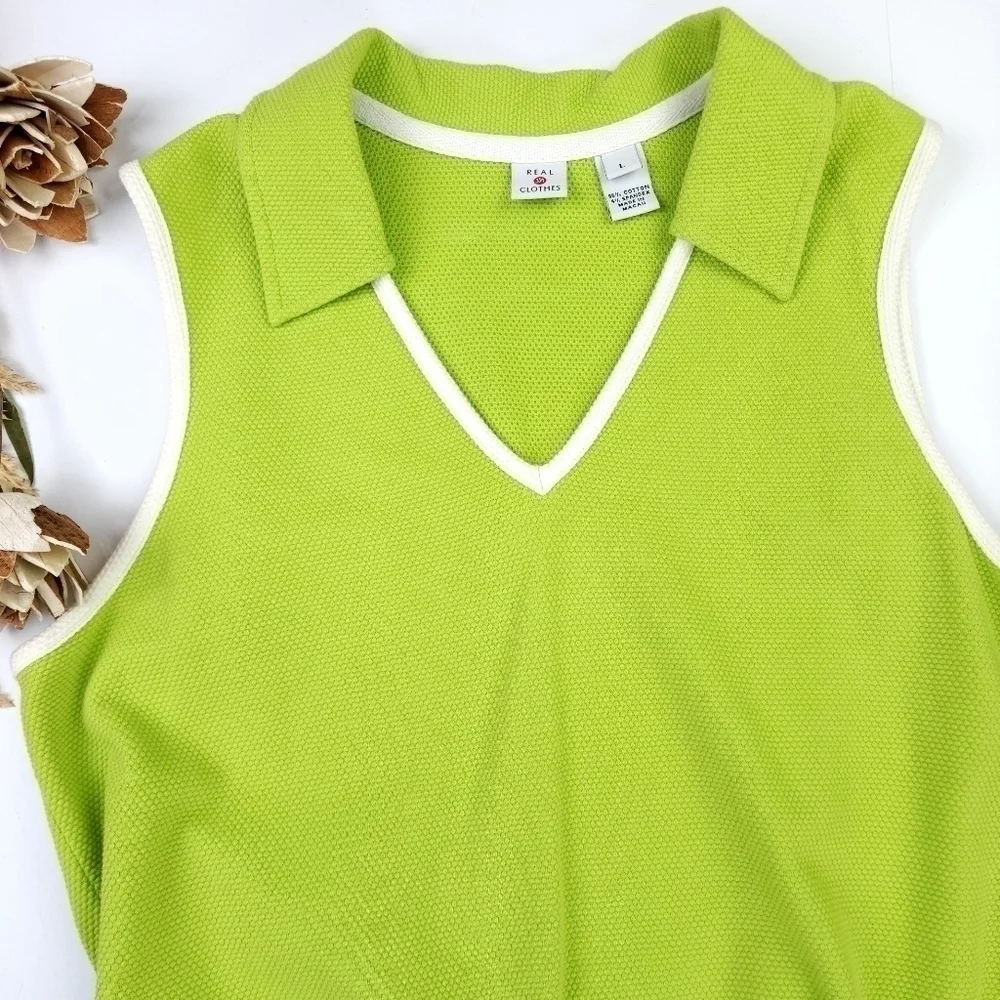 Real Clothes Textured Lime Dress Sz L - Picture 2 of 10